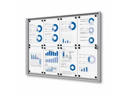 Vitrinekast Mededelingenbord Indoor Economy 8xA4 Zilver