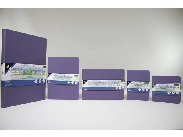 Schetsboek Kangaro A5 heather purple PU HC 80 vel 140gr roomwit met el