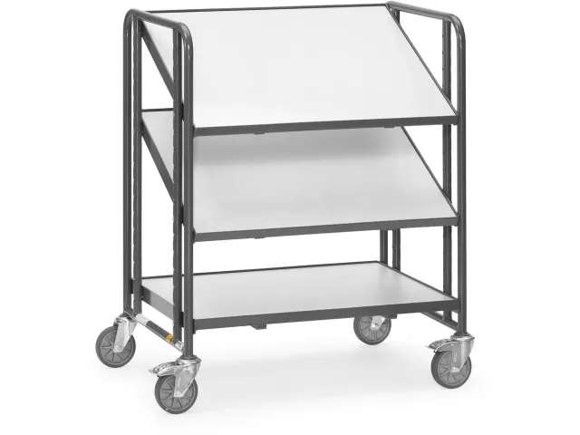 Esd-eurobakkenwagen 9391 250kg 820x610mm 3 Etages Hout Ral7015