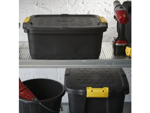 Robuuste Opbergbox 22.4 Liter Met Handgrepen Zwart