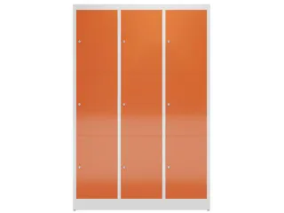 Lockerkast 1800x1185x500mm 3x3 vakken cilinderslot, sokkel, RAL3000 - 2
