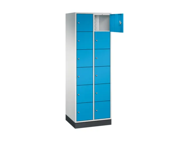 lockerkast,RAL 7035/RAL 5012,HxBxD 1950x620x500mm,2x6vakken,cil.-slot