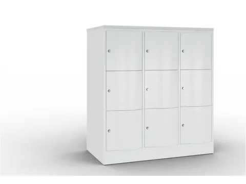 lockerkast 1255x1150x640mm 3x3 vakken RAL7035 front RAL7035 sokkel