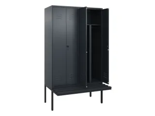 PBM-locker met bank,HxBxD 2120x1200x815mm,4vak,vak B 300mm,cil.-slot - 2