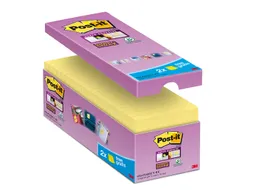 Memoblok 3M Post-it 654 Super Sticky 76x76mm geel 14+2 gratis