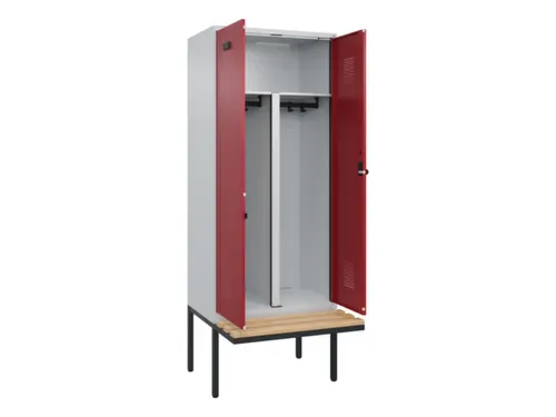 PBM-locker met bank,HxBxD 2120x800x815mm,2vak,vak B 400mm,draaigrendel