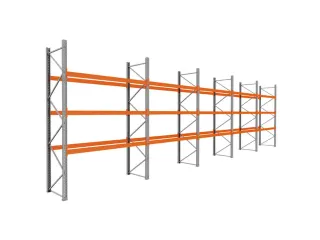 palletstelling,basis+4xaanbouw,HxBxD 3990x14100x1100mm,vakl. 3000kg - 1