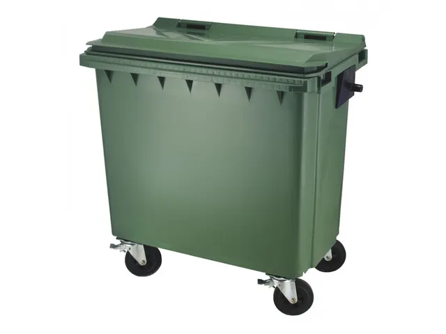 Container 770 Liter Vlak Deksel Groen