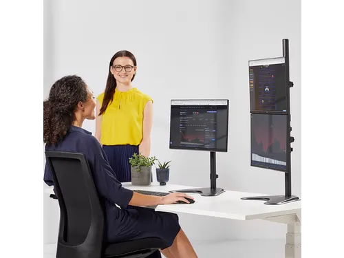 Monitorarm Fellowes Seasa dubbel verticaal vrijstaand zwart