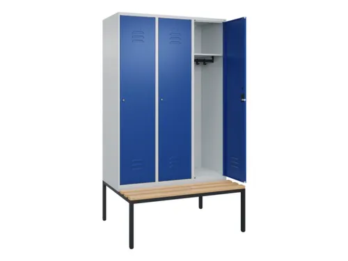 locker met bank,HxBxD 2120x1200x815mm,3vak,vak B 400mm,cil.-slot