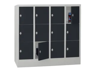 lockerkast,HxBxD 1187x1600x500mm,4x3vakken,RAL7035,front RAL7016 - 2