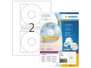 HERMA 4471 CD-etiketten Maxi A4 Ø116mm/41mm mat Wit 200 stuks - 1