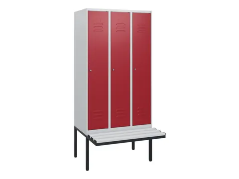 locker met bank,HxBxD 1950x900x815mm,3vak,vak B 300mm,cil.-slot