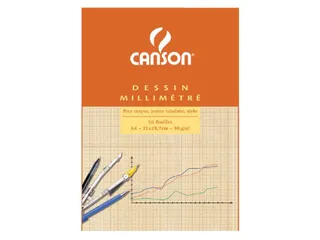 Millimeterpapier Canson bruingeel bedrukt 50vel 90gr A4 wit - 1