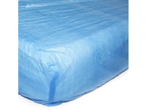CPE matrasovertrekken blauw 30µ 210x90x20cm 10 stuks
