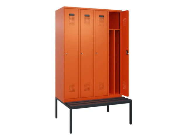 locker met bank,voor scheiding van kleding,HxBxD 2120x1200x815mm,4vak