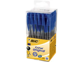 Balpen Bic Cristal medium blauw in tubo verpakking - 1