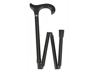 Luxe wandelstok opvouwbaar 83-95cm soft derby handvat zwart tot 100 kg - 1