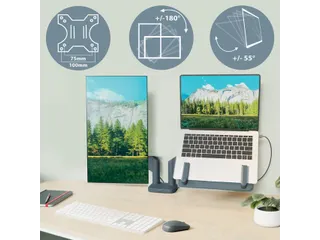 Monitor- en laptoparm Leitz Ergo ruimtebesparend dubbel donkergrijs - 12
