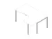 Bureau d’angle 730x1600x1200mm 4 pieds retour à droite blanc/alu