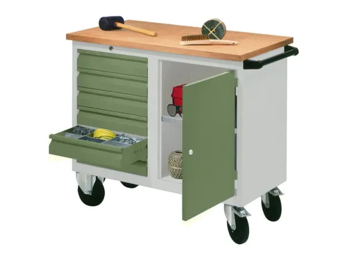 Werkplaatswagen 6 Laden 400kg Staalplaat Ral7035 Front Ral6011