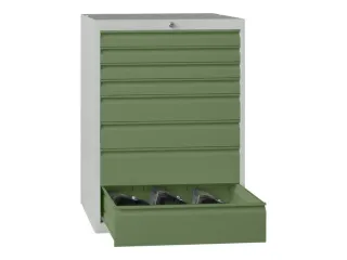 ladekast 1000x715x600mm 8laden cilinderslot RAL7035 front RAL6011 - 2