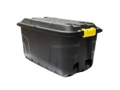 Opslagbak Kunststof Met Gedeelde Deksel en Wielen 75 Liter Zwart