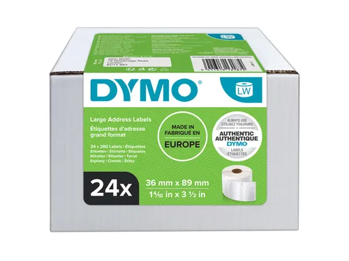 Etiket Dymo LabelWriter adressering 36x89mm 24 rollen á 260 stuks wit