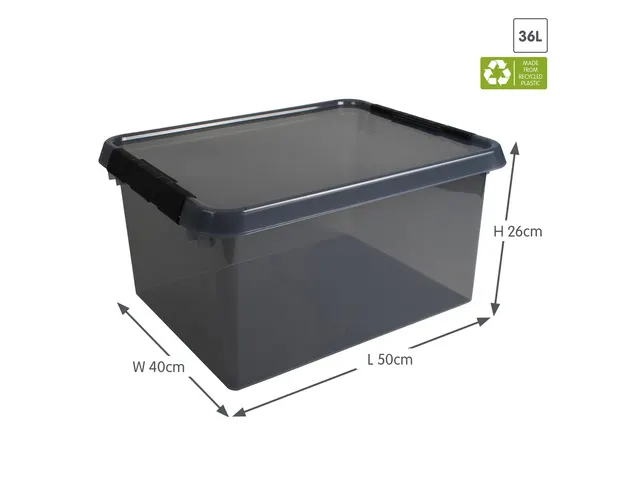 Comfort Line opbergbox 36L transparant grijs - 50x40x26cm
