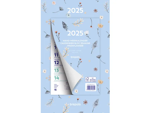 Weekkalender 2027 Brepols 190x130 7dagen/1pagina Fantasie assorti