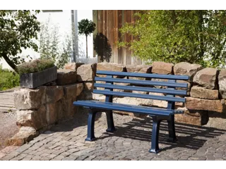 Kunststofbank 740x1200x380mm Zit H 440mm 9 Latten 2 Pootstellen Blauw - 3