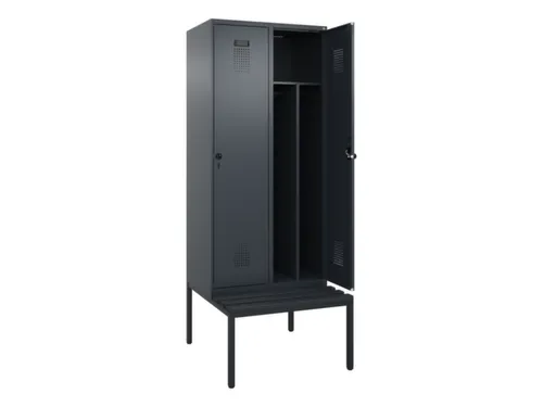 locker met bank,voor scheiding van kleding,HxBxD 2120x800x815mm,2vak