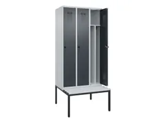 locker met bank,voor scheiding van kleding,HxBxD 2120x900x815mm,3vak