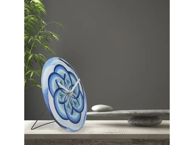 Horloge de Table/Murale 20 cm-Silencieux-Bleu-Verre Trempé-NeXtime Co