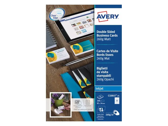 Visitekaart Avery C32015-25 85x54mm 260gr mat 200 stuks