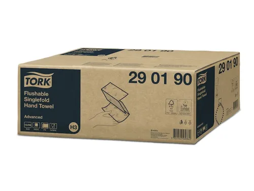 Tork 290190 H3 oplosbare Handdoek Advanced ZigZag 2-laags Wit 15x250v