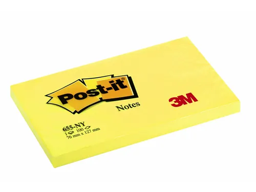 Memoblok Post-it 655 76x127mm 100 vel per blok neon geel