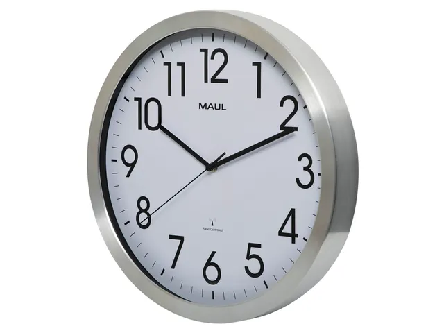 Wandklok MAUL Move RC Ø40cmxx4.5cm aluminium/wit incl.batterij