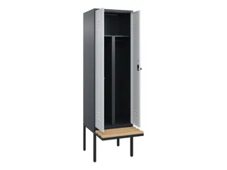 PBM-locker met bank,HxBxD 2120x600x815mm,2vak,vak B 300mm,draaigrendel - 1