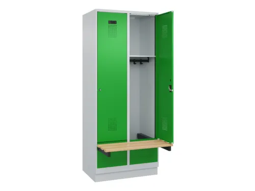 locker met bank,HxBxD 1950x800x815mm,2vak,vak B 400mm,cilinderslot
