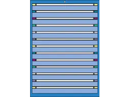 ladekast,HxBxD 1400x605x695mm,13lade(n),RAL7035,front RAL7035