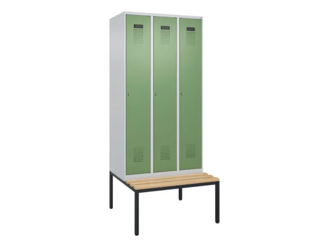 locker met bank,voor scheiding van kleding,HxBxD 2120x900x815mm,3vak