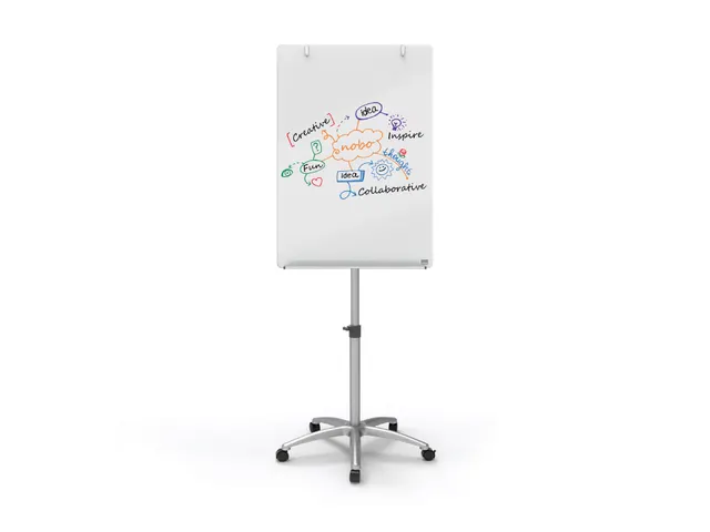 Chevalet mobile Nobo en verre blanc brillant 70x100cm