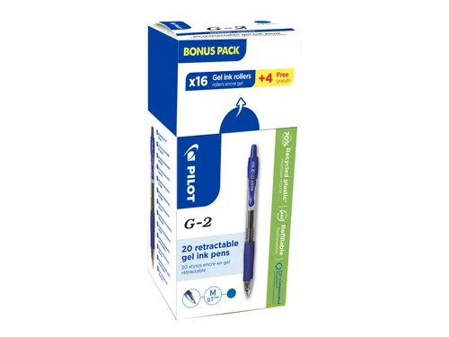 Pilot G-2 07 Gelroller Value Pack 16+4 Medium Punt 0.7mm Blauw