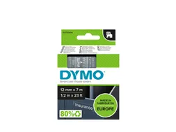 Labeltape Dymo 45020 D1 S720600 12mmx7m wit op transparant