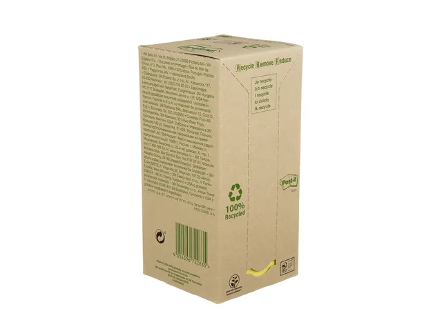 Memoblok 3M Post-it 654 76x76mm recycled pastel geel