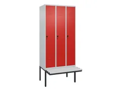locker met bank,HxBxD 2120x900x815mm,3vak,vak B 300mm,draaigrendel