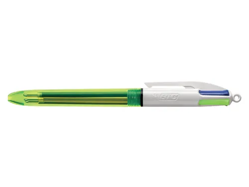 Balpen Bic 4kleuren medium fluor geel