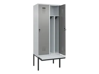 locker met bank,voor scheiding van kleding,HxBxD 2120x800x815mm,2vak - 1
