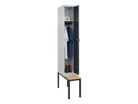 locker met bank,HxBxD 2120x300x815mm,1vak,vak B 300mm,draaigrendel